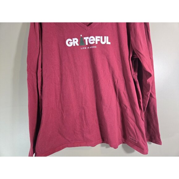 Life Is Good Crusher Tee Red Holiday Christmas Long Sleeve Grateful Sz XL - Picture 2 of 10
